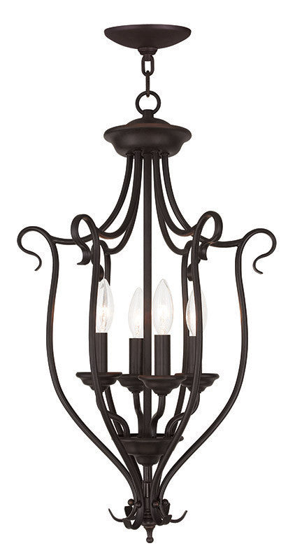 Livex Lighting Coronado Collection 4 Light Bronze Foyer Chandelier in Bronze 6137-07