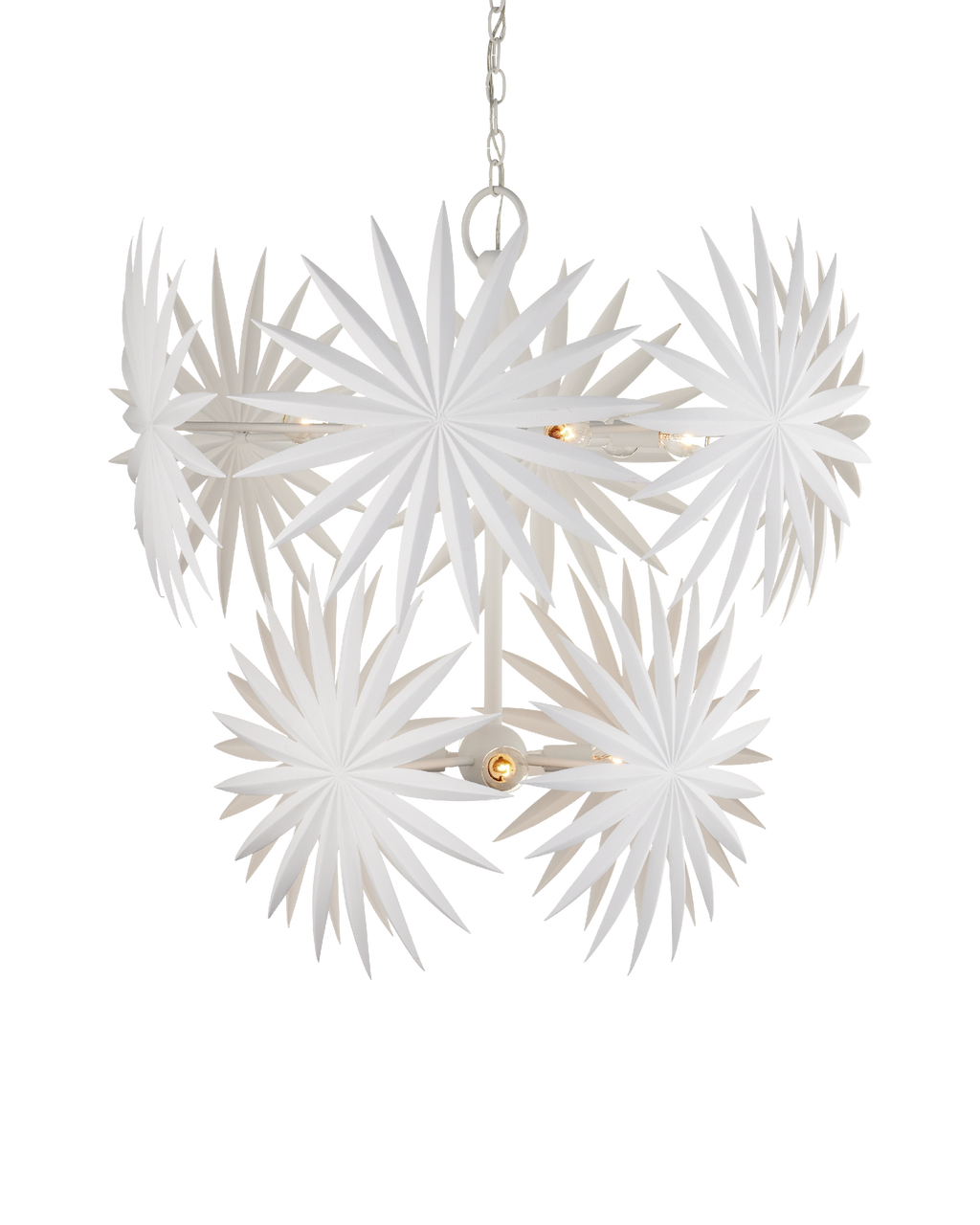 Currey & Co Bismarkia Medium White Chandelier in Gesso White 9000-1204