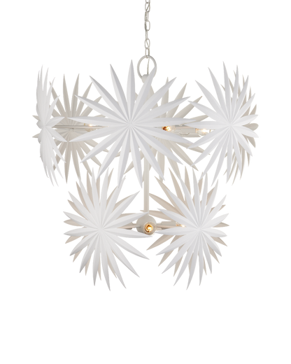 Currey & Co Bismarkia Medium White Chandelier in Gesso White 9000-1204