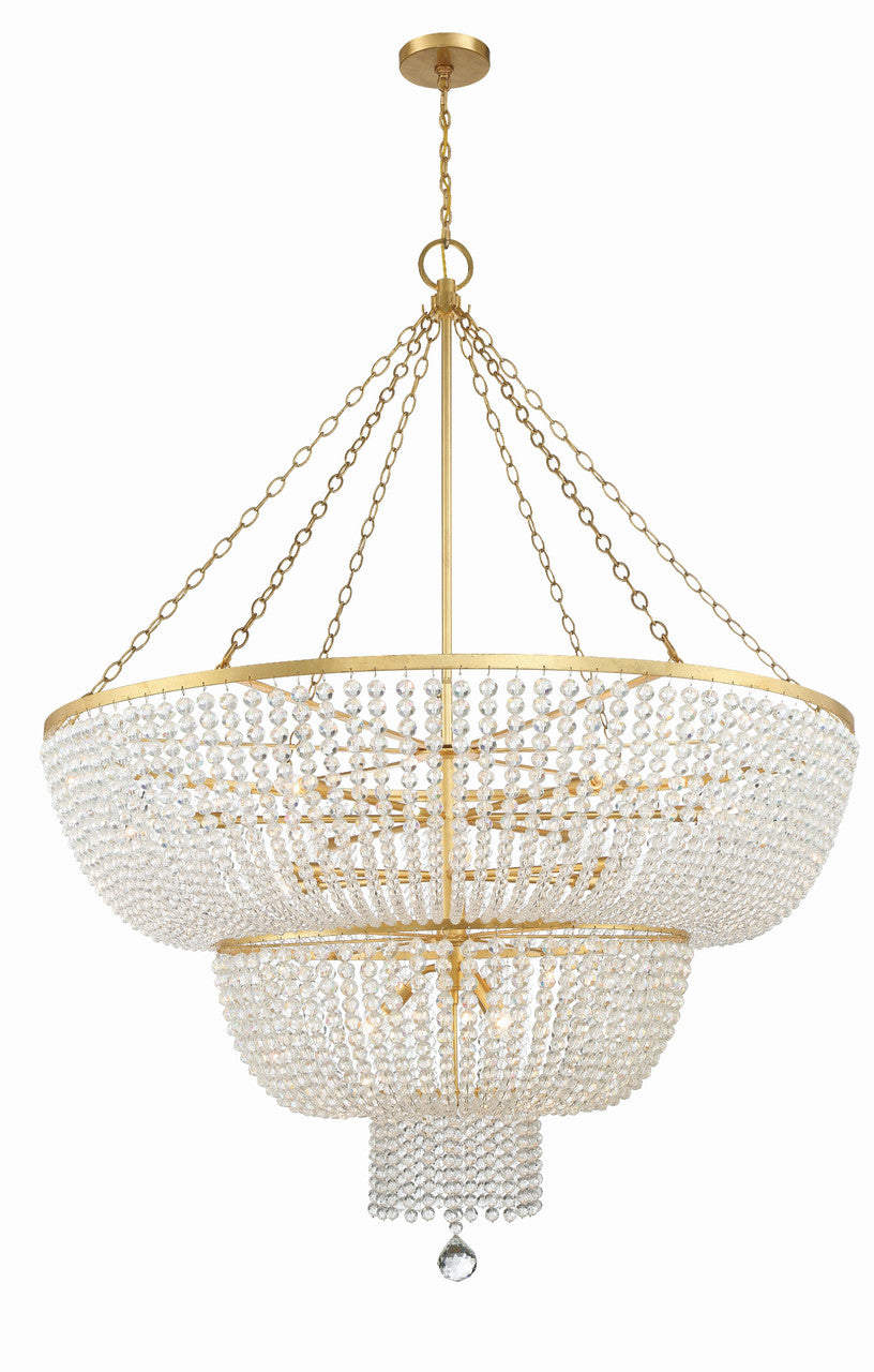 Crystorama Rylee 15 Light Antique Gold Chandelier 614-GA