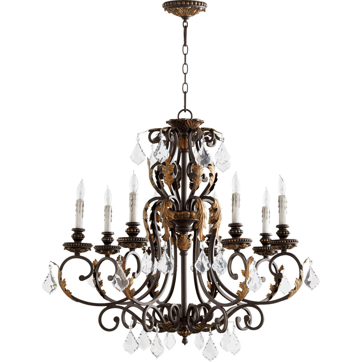 Quorum Rio Salado Chandelier in Toasted Sienna With Mystic Silver 6157-8-44