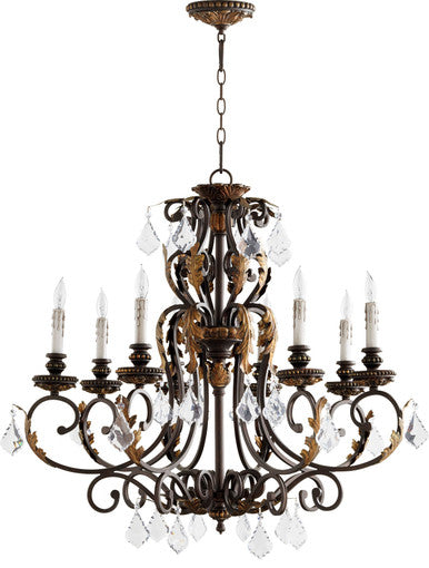 Quorum Rio Salado Chandelier in Toasted Sienna With Mystic Silver 6157-8-44