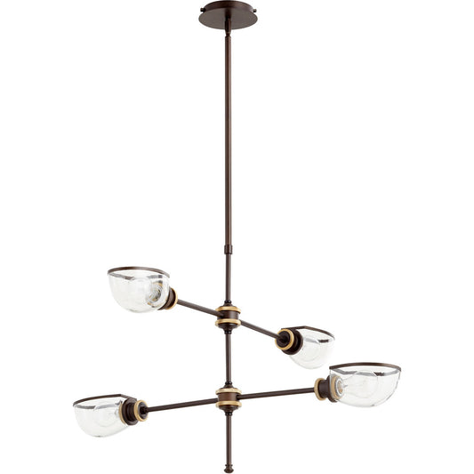 Quorum Menlo Chandelier in Aged Brass Oiled Bronze 617-4-8086