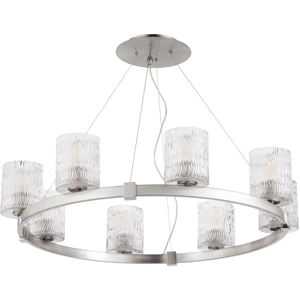 Quorum Stadium Chandelier in Satin Nickel  6184-8-65