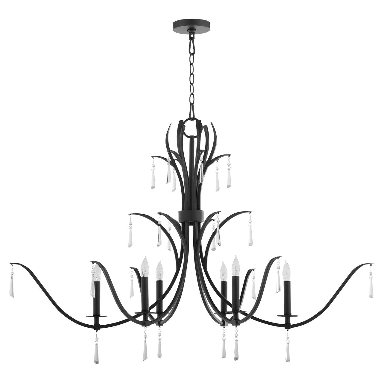 Quorum  Majesty 6 Light Chandlier - Matte Black 620-6-59