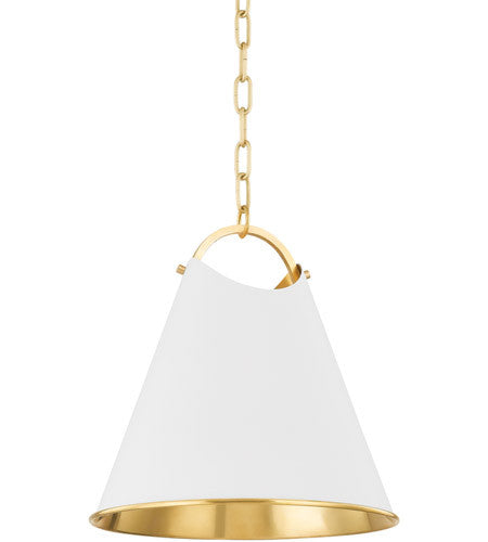 Hudson Valley Lighting Burnbay 1 Light Pendant in Aged Brass 6214-AGB/SWH