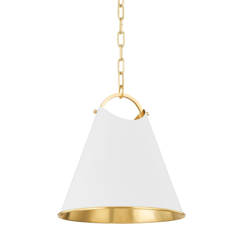 Hudson Valley Lighting Burnbay Pendant in Aged Brass 6214-AGB/SWH