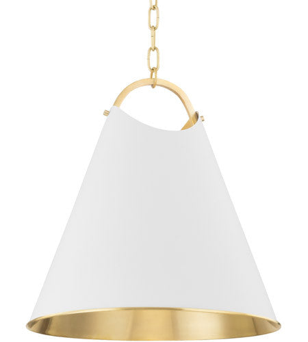 Hudson Valley Lighting Burnbay 1 Light Pendant in Aged Brass 6218-AGB/SWH