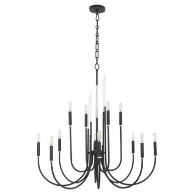 Quorum  Summit 12 Light Chandlier - Textured Black 6223-12-69