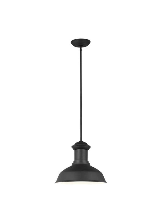 Generation Lighting Fredricksburg traditional 1-light outdoor exterior Dark Sky compliant ceiling hanging pendant in black finish 6247701-12