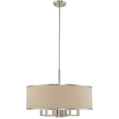 Livex Lighting Park Ridge Collection 7 Lt Brushed Nickel Pendant Chandelier in Brushed Nickel 62614-91