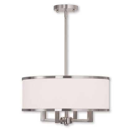 Livex Lighting Park Ridge  Collection 4 Light Brushed Nickel Chandelier in Brushed Nickel 62615-91