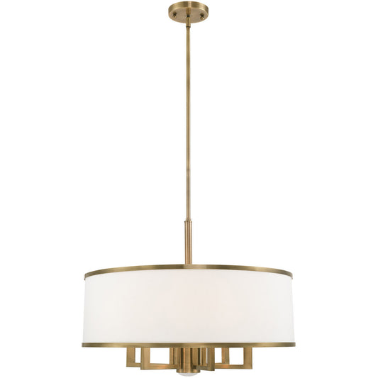 Livex Lighting Park Ridge Collection 7 Lt Antique Brass Pendant Chandelier in Antique Brass 62616-01