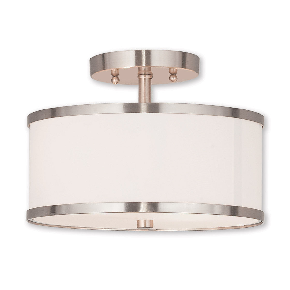 Livex Lighting Park Ridge Collection 2 Light Brushed Nickel Ceiling Mount in Brushed Nickel 62626-91