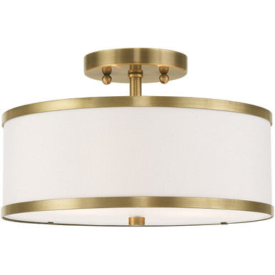 Livex Lighting Park Ridge Collection 2 Lt Antique Brass Ceiling Mount in Antique Brass 62627-01