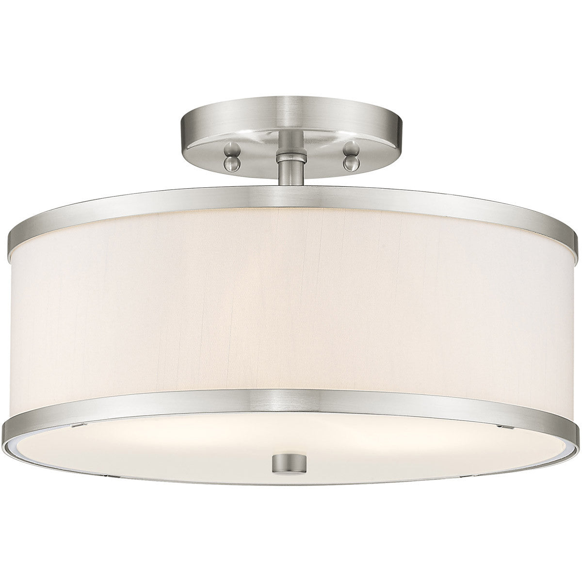 Livex Lighting Park Ridge Collection 2 Light Brushed Nickel Ceiling Mount in Brushed Nickel 62627-91