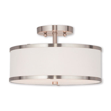 Livex Lighting Park Ridge Collection 2 Light Brushed Nickel Ceiling Mount in Brushed Nickel 62627-91