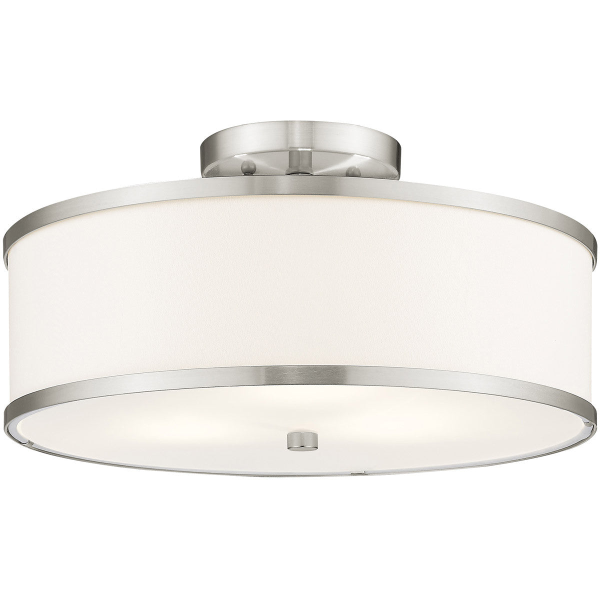 Livex Lighting Park Ridge Collection 3 Light Brushed Nickel Ceiling Mount in Brushed Nickel 62628-91