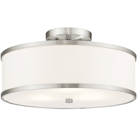 Livex Lighting Park Ridge Collection 3 Light Brushed Nickel Ceiling Mount in Brushed Nickel 62628-91