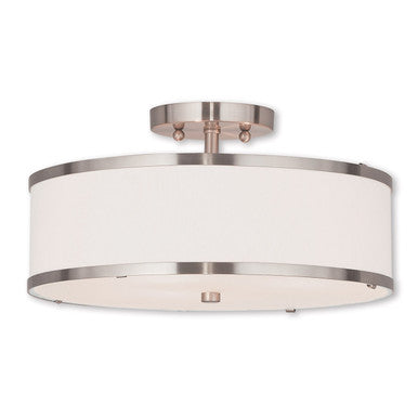 Livex Lighting Park Ridge Collection 3 Light Brushed Nickel Ceiling Mount in Brushed Nickel 62628-91