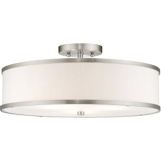 Livex Lighting Park Ridge Collection 3 Light Brushed Nickel Ceiling Mount in Brushed Nickel 62629-91