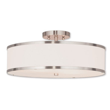 Livex Lighting Park Ridge Collection 3 Light Brushed Nickel Ceiling Mount in Brushed Nickel 62629-91