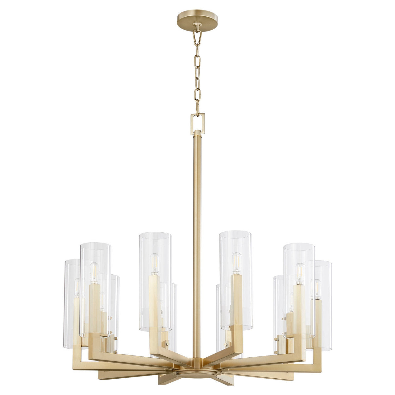 Quorum  Harbin 10 Light Chandlier - Aged Brass 6277-10-80