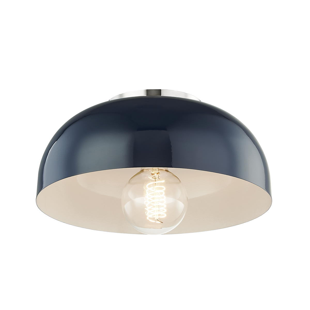 Mitzi 1 Light Flush Mount in Polished Nickel/Navy H199501S-PN/NVY