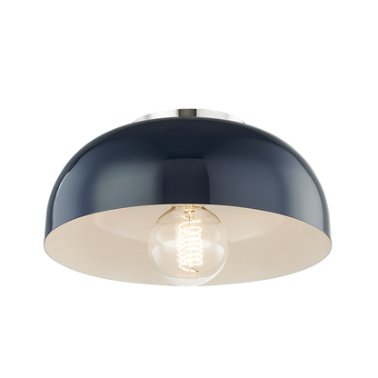 Mitzi 1 Light Flush Mount in Polished Nickel/Navy H199501S-PN/NVY