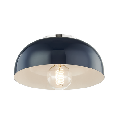 Mitzi 1 Light Flush Mount in Polished Nickel/Navy H199501S-PN/NVY