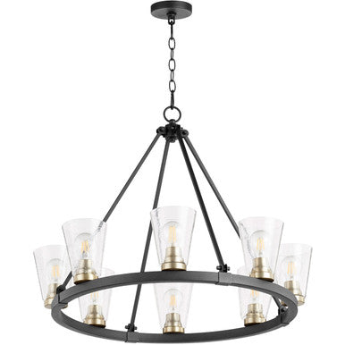 Quorum Paxton Chandelier in Noir with Aged Brass 63-8-6980