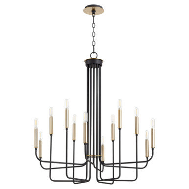 Quorum Hope Chandelier in Textured Black w/ Aged Brass 630-126980