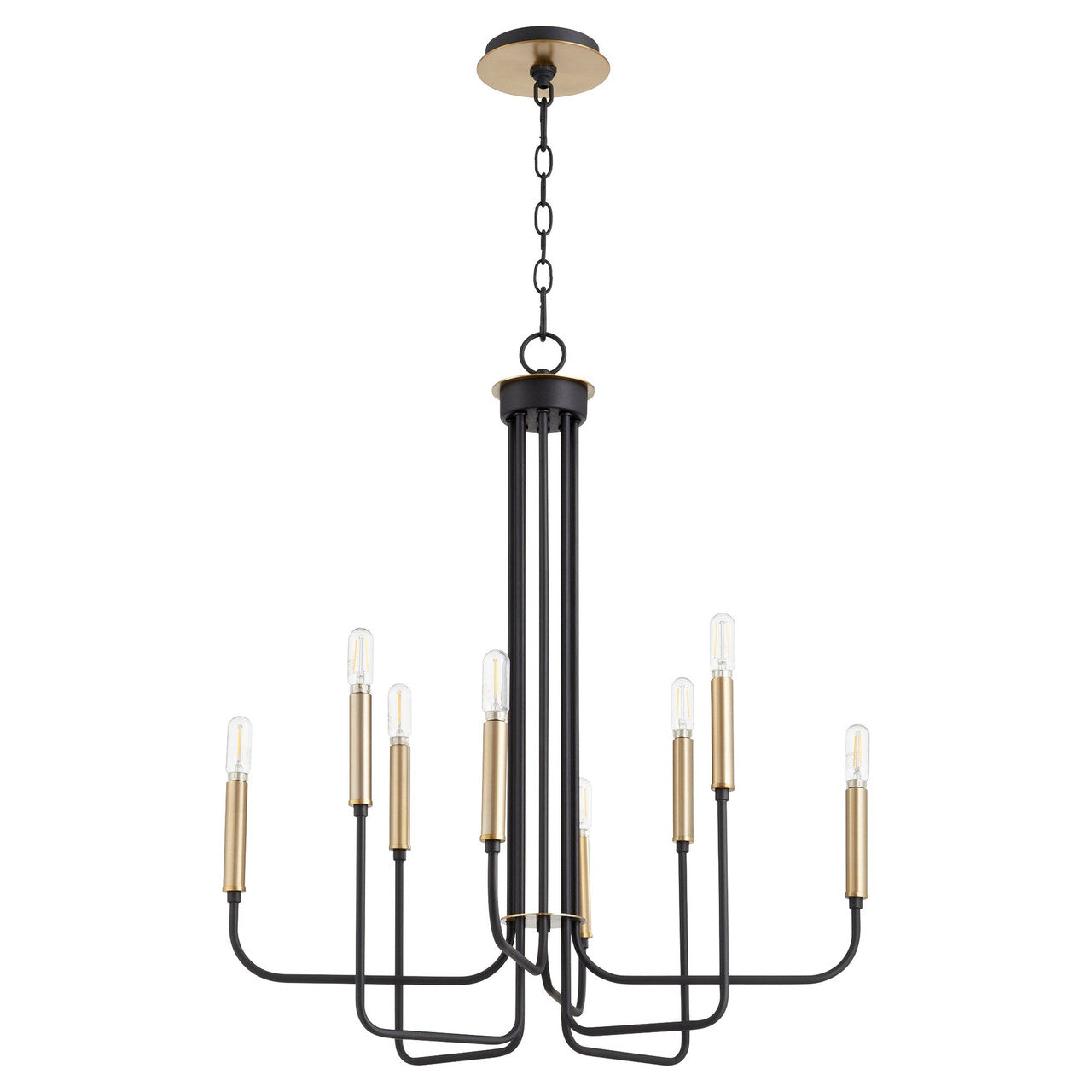 Quorum Hope Chandelier in Textured Black w/ Aged Brass 630-8-6980