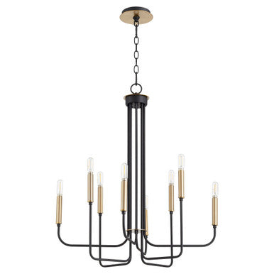 Quorum Hope Chandelier in Textured Black w/ Aged Brass 630-8-6980