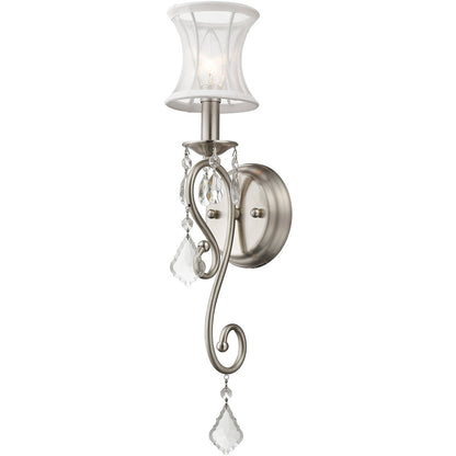 Livex Lighting Newcastle Collection 1 Light Brushed Nickel Wall Sconce in Brushed Nickel 6301-91