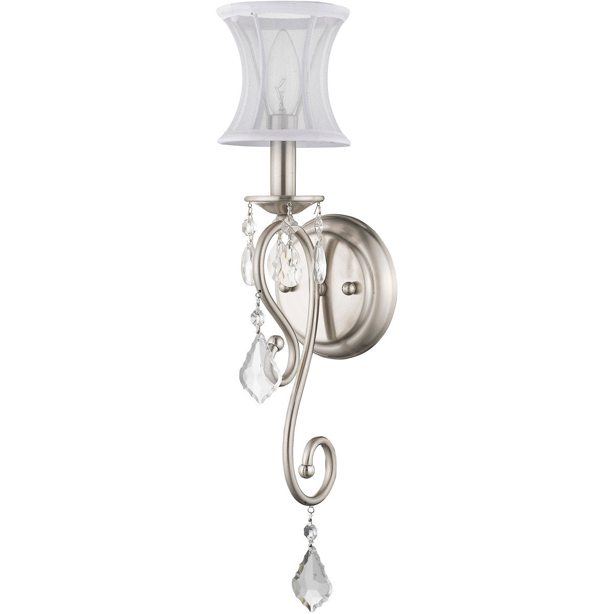 Livex Lighting Newcastle Collection 1 Light Brushed Nickel Wall Sconce in Brushed Nickel 6301-91