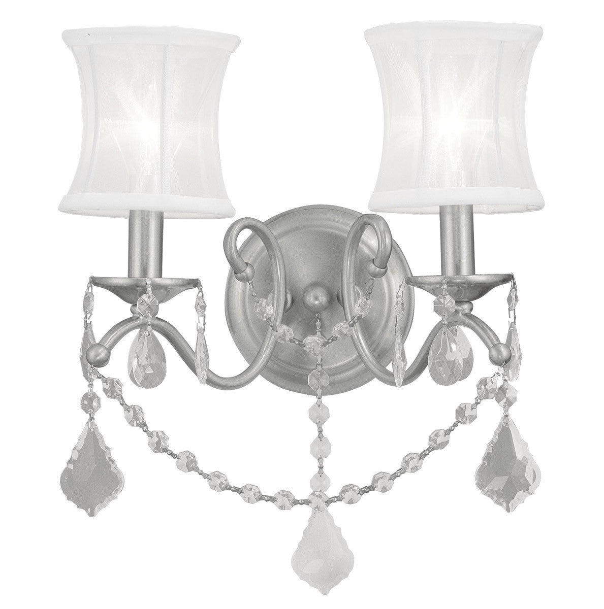 Livex Lighting Newcastle Collection 2 Light Brushed Nickel Wall Sconce in Brushed Nickel 6302-91