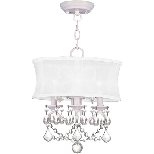 Livex Lighting Newcastle Collection 3 Light White Mini Chandelier/Ceiling Mount in White 6303-03