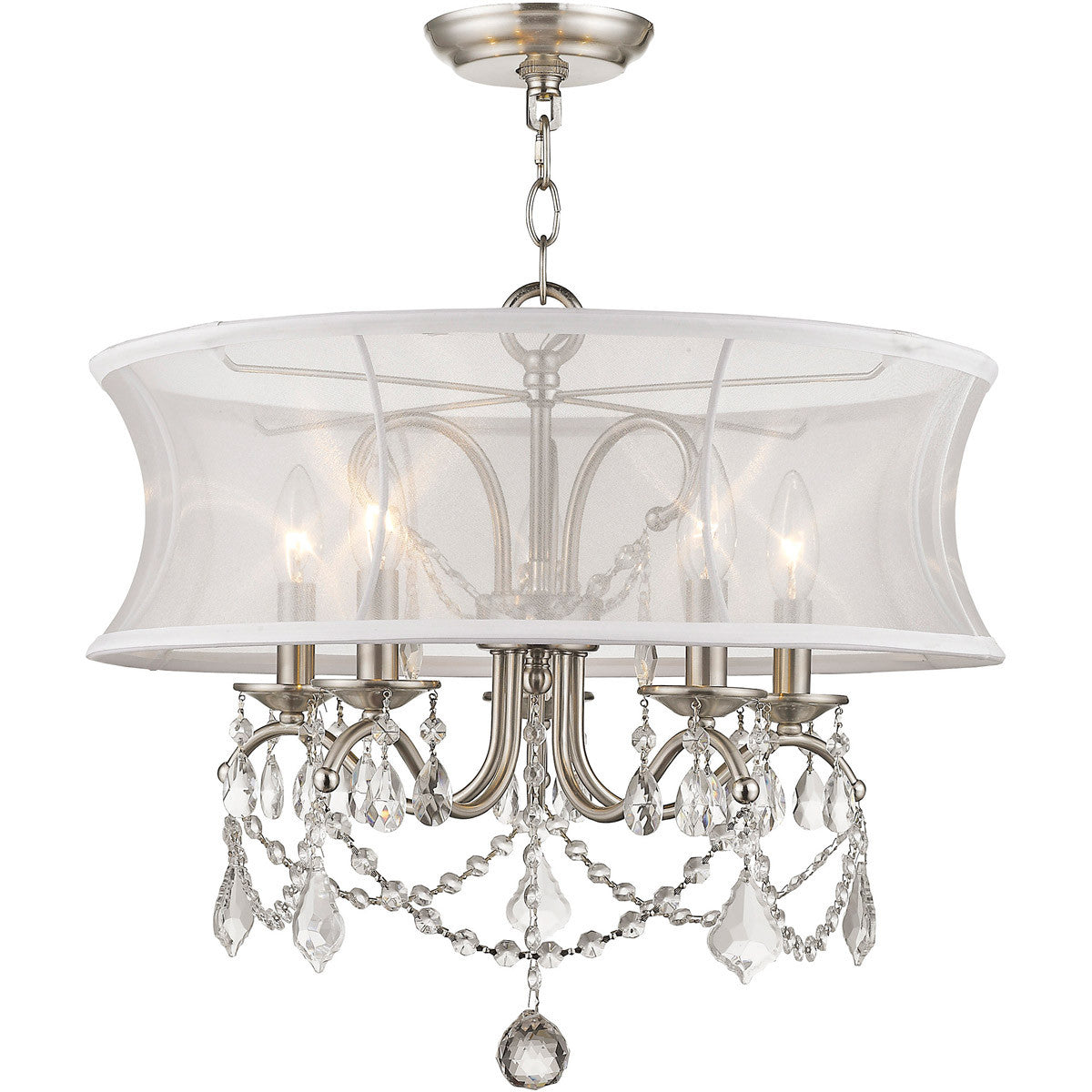 Livex Lighting Newcastle Collection 5 Light Brushed Nickel Chandelier in Brushed Nickel 6305-91