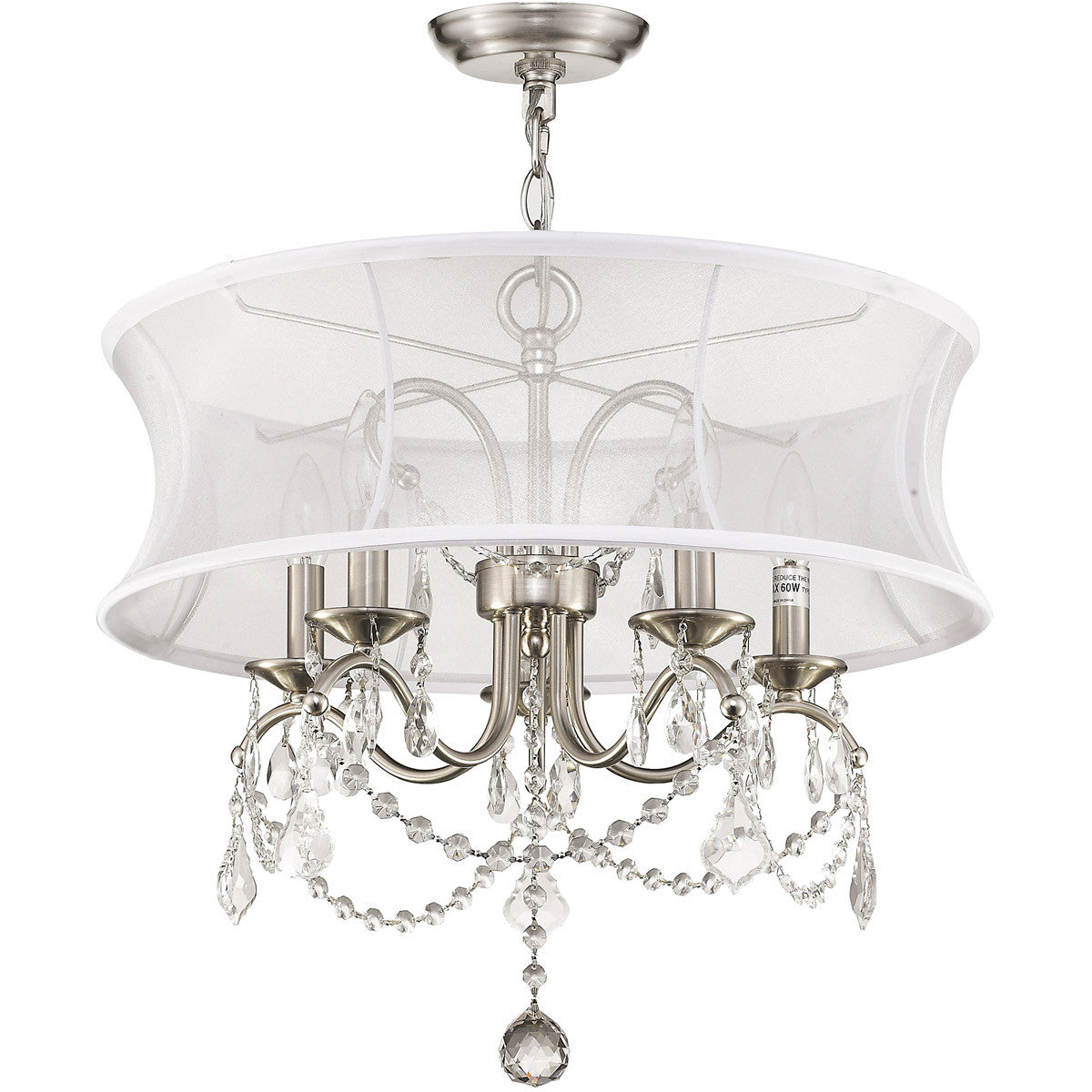 Livex Lighting Newcastle Collection 5 Light Brushed Nickel Chandelier in Brushed Nickel 6305-91