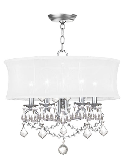 Livex Lighting Newcastle Collection 5 Light Brushed Nickel Chandelier in Brushed Nickel 6305-91