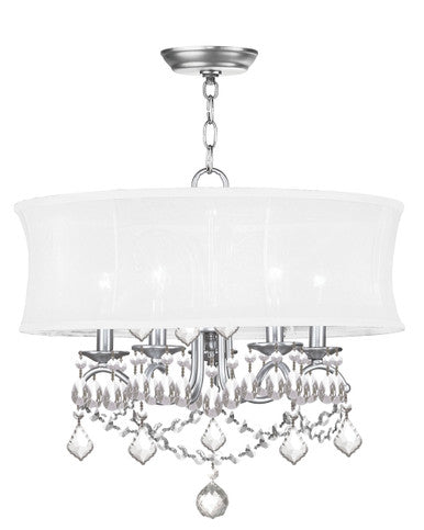 Livex Lighting Newcastle Collection 5 Light Brushed Nickel Chandelier in Brushed Nickel 6305-91