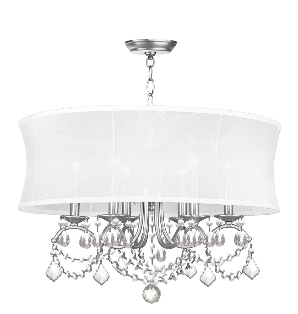 Livex Lighting Newcastle Collection 6 Light Brushed Nickel Chandelier in Brushed Nickel 6306-91