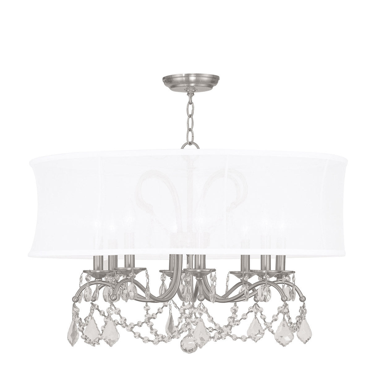 Livex Lighting Newcastle Collection 8 Light Brushed Nickel Chandelier in Brushed Nickel 6308-91