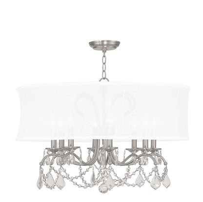 Livex Lighting Newcastle Collection 8 Light Brushed Nickel Chandelier in Brushed Nickel 6308-91