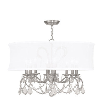 Livex Lighting Newcastle Collection 8 Light Brushed Nickel Chandelier in Brushed Nickel 6308-91