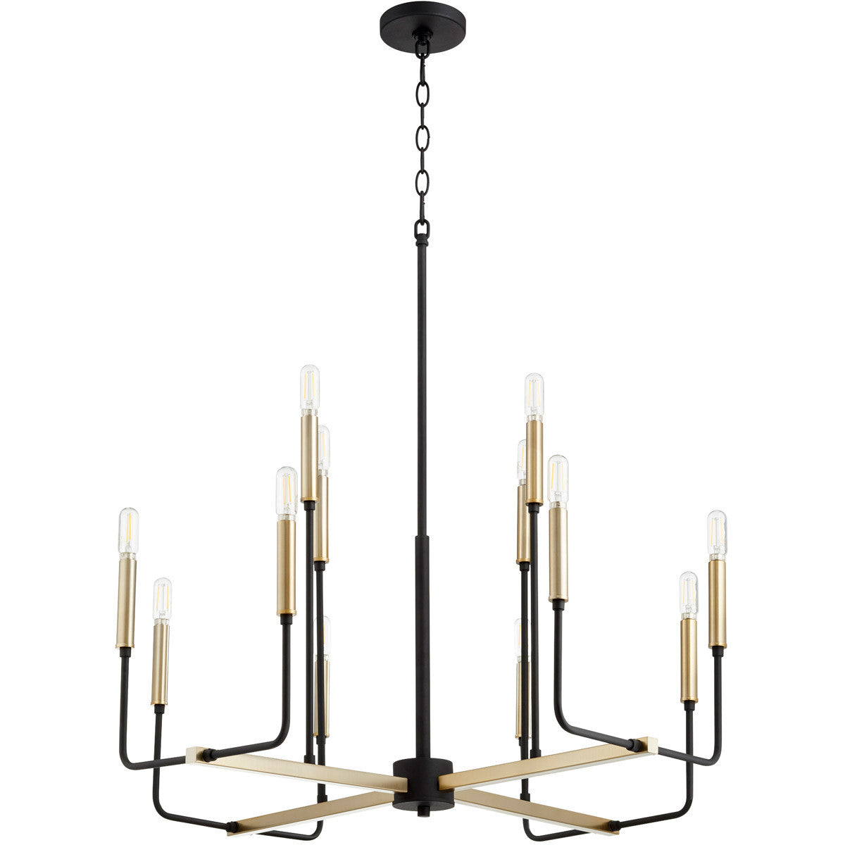 Quorum Lacy Chandelier in Noir with Aged Brass 631-126980