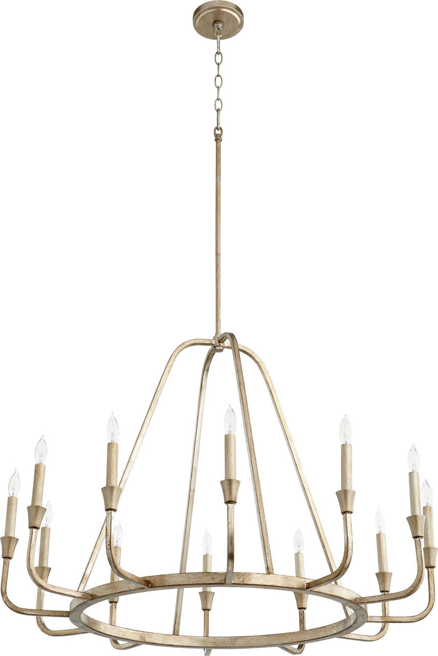 Quorum Marquee Chandelier in Aged Silver Leaf 6314-12-60