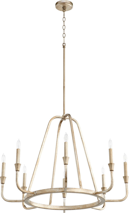 Quorum Marquee Chandelier in Aged Silver Leaf 6314-8-60