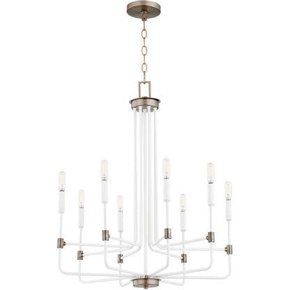 Quorum Davies Chandelier in Studio White w/ Dark Brass 633-8-0881